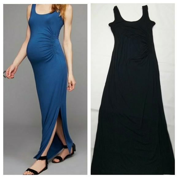 A Pea in the Pod Dresses & Skirts - A Pea in the Pod Black Ruched Maternity Maxi Dress